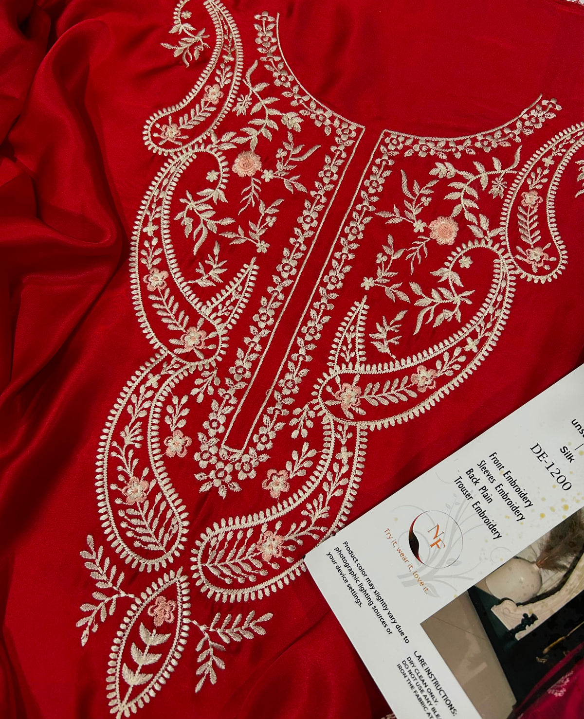 Embroidered Silk 2-Piece – Red