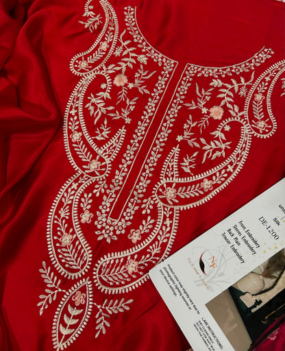 Embroidered Silk 2-Piece – Red