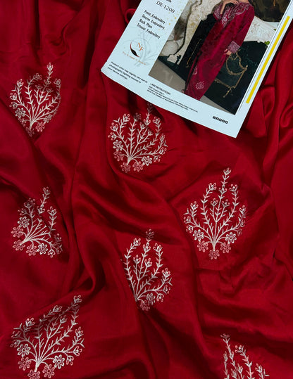 Embroidered Silk 2-Piece – Red