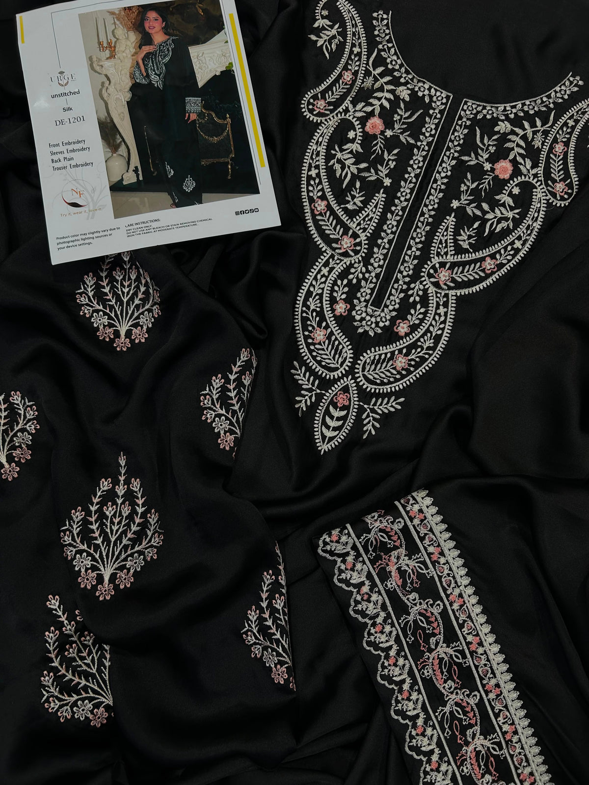 Embroidered Silk 2-Piece – Black