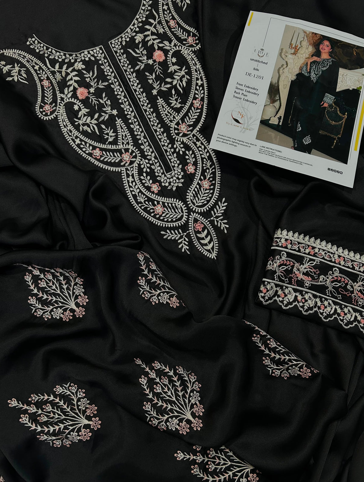 Embroidered Silk 2-Piece – Black