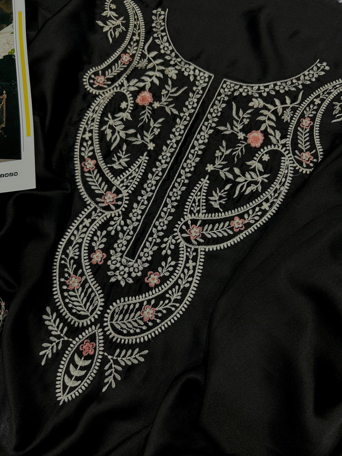 Embroidered Silk 2-Piece – Black